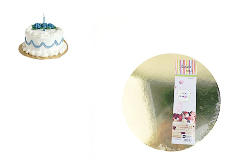 Set of 12 elegant gold cake boards, 35cm, ideal for showcasing cakes and desserts at celebrations.