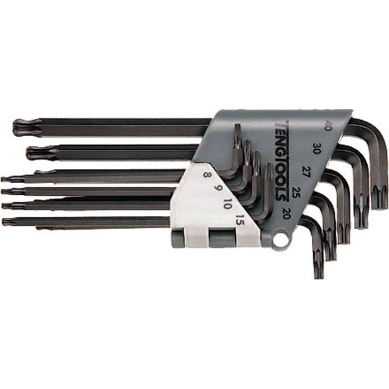 Teng 9pc Long Arm Ball-End TX Key Set, featuring durable keys from TX8 to TX40 for easy access and precision work.