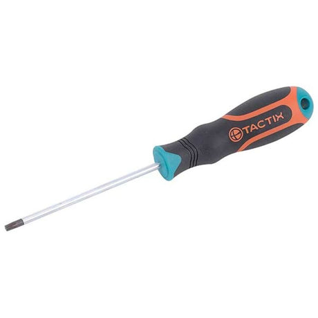 Tactix Torx Tamper Screwdriver T-10x75mm with magnetic tip and non-slip handle, ideal for precision tasks and electronics.