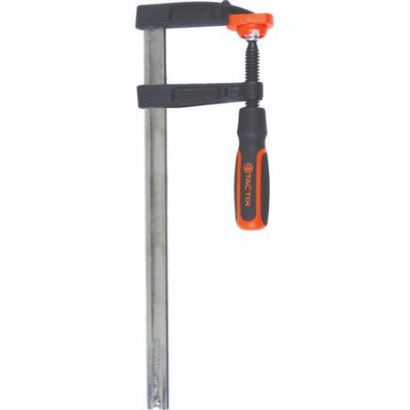 Heavy-duty Tactix F-Clamp 300 x 80mm with a cast iron body and non-slip handle for secure, reliable clamping.