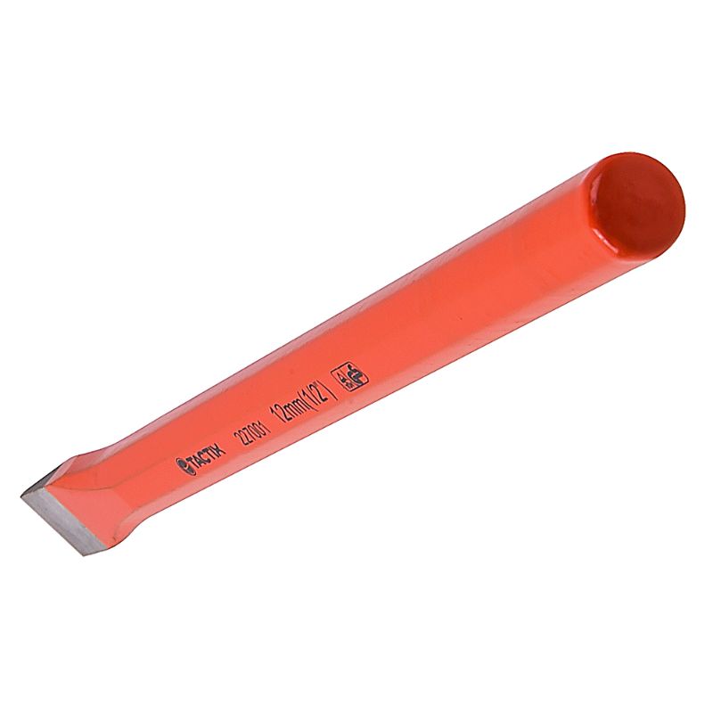 Tactix Cold Flat Chisel 200x12mm for precise chiseling of metal and stone, crafted from durable chrome vanadium steel.
