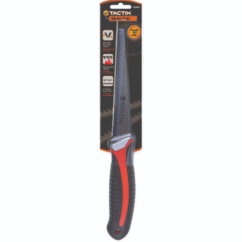 Tactix Saw Wall Board 150mm with ergonomic handle and hardened teeth, ideal for precise cutting of drywall and plasterboard.