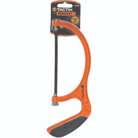 Tactix Junior Hacksaw 150mm/6in with SK4 blade for precision cutting in tight spaces, perfect for DIY and professional use.
