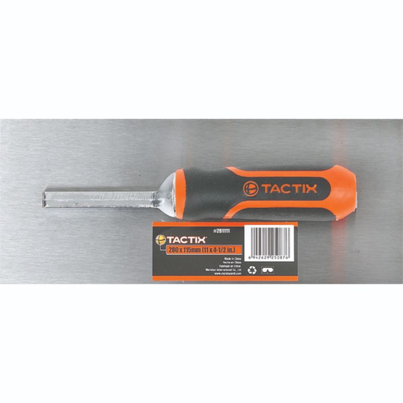 Tactix Smooth Finishing Trowel 280 x 115mm with ergonomic handle, polished for flawless plaster and drywall finishes.