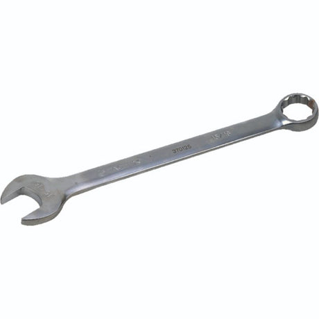 Tactix 7/8in combination spanner made of chrome-vanadium steel with a sleek satin finish, ideal for precision tasks.