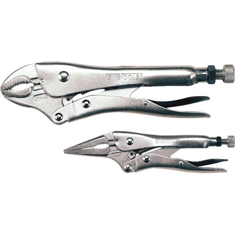 Teng 2pc Power Grip Plier Set featuring a 10" standard and 6" long nose plier, designed for precision gripping and cutting.