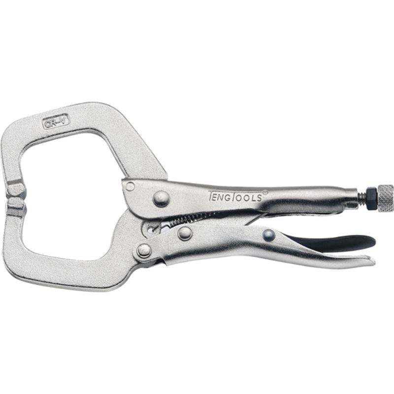 Teng 6-inch C-Clamp Locking Plier with C-shaped jaws and nickel-plated finish, ideal for clamping and assembly tasks.