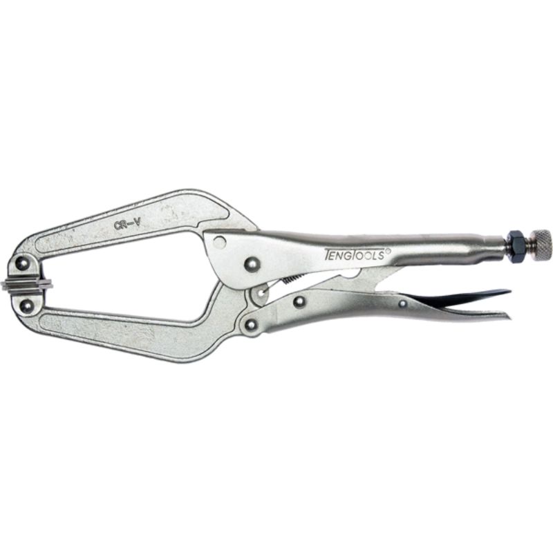 Teng 12in Self-Levelling Clamp Locking Plier for precise clamping, durable chrome vanadium steel, 65mm capacity, easy-release lever.