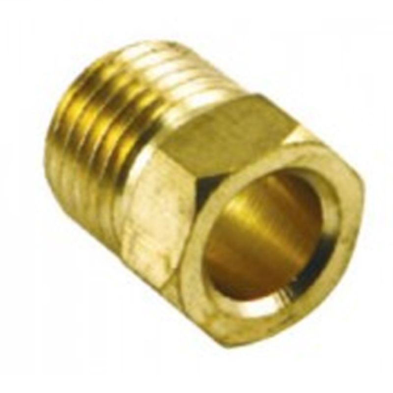 Brass inverted flare nut for 5/16in BSP fittings, ensuring leak-proof connections in plumbing and automotive applications.
