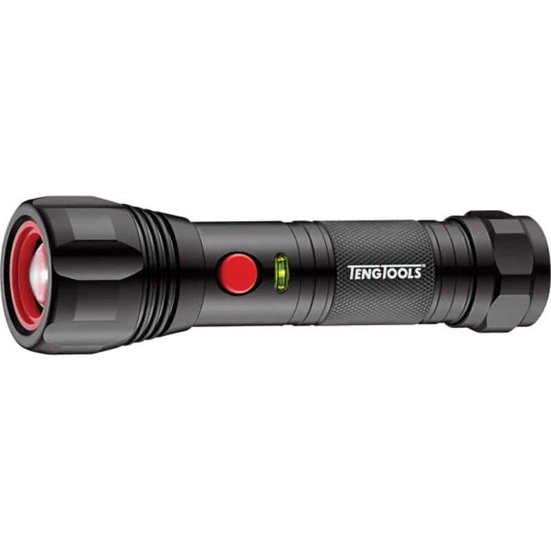 Teng Cree LED Torch: compact 138mm, 100-250 lumens, durable aluminum, water-resistant, adjustable beam, ideal for outdoor use.