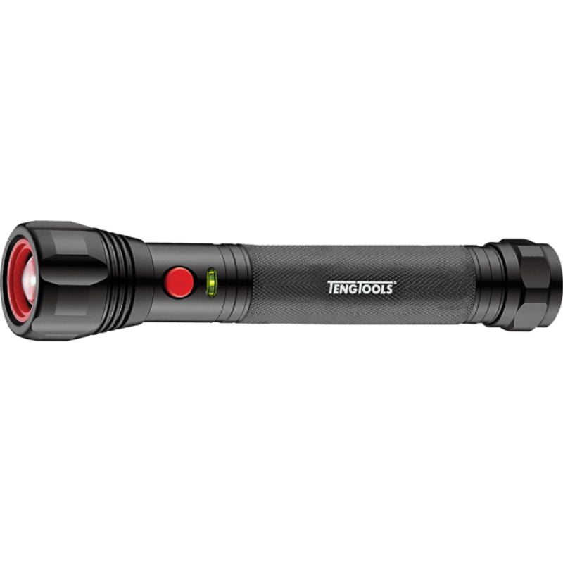 Teng Cree LED Torch 195mm, 250-550 lumens, durable aluminum, water-resistant, adjustable beam, ideal for outdoor use.