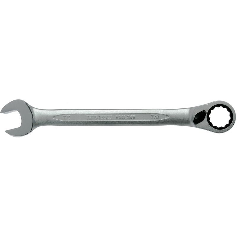 Teng Reversible Ratchet Combination Spanner 7/8in, durable Chrome Vanadium Steel, flips for one-handed use, ideal for mechanics.