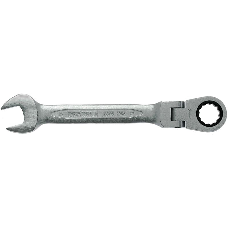 Teng Flex-Head Ratchet Spanner (12mm) with 180-degree joint, 72-tooth mechanism, chrome vanadium steel, and lightweight design.