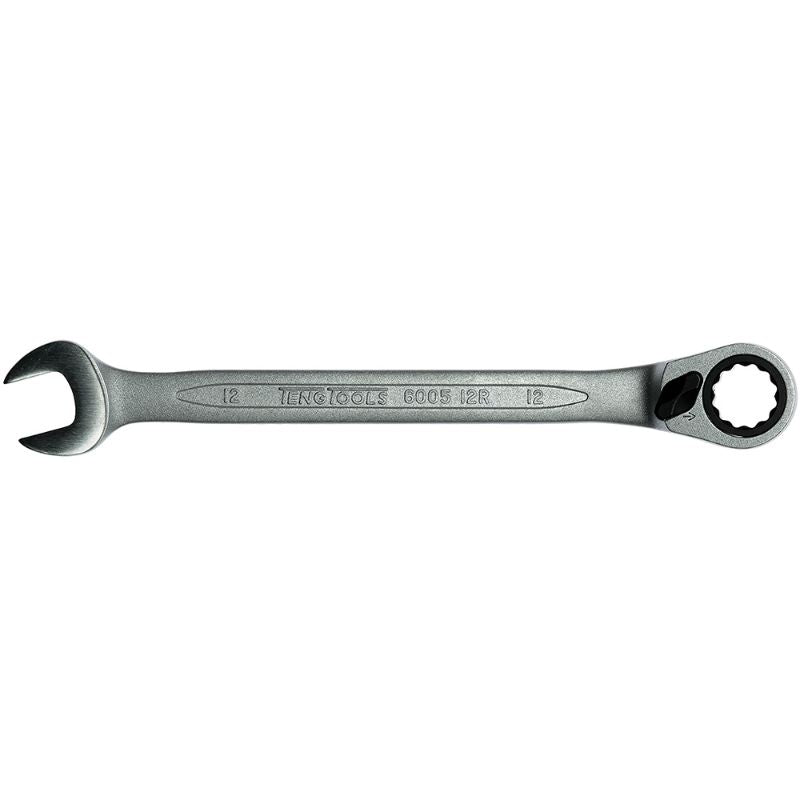 High-quality 12mm Teng reversible ratchet spanner with 72 teeth, 15-degree offset, and durable Chrome Vanadium Steel construction.