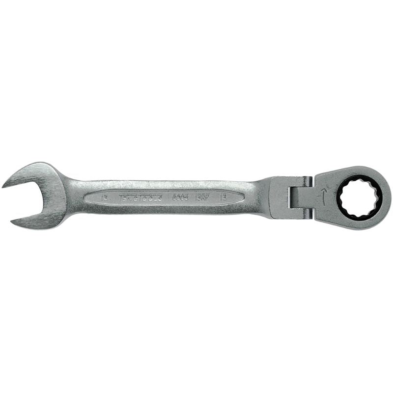 Teng Flex-Head Ratchet Spanner 13mm, featuring a 180° flexible joint and a durable chrome vanadium steel design.