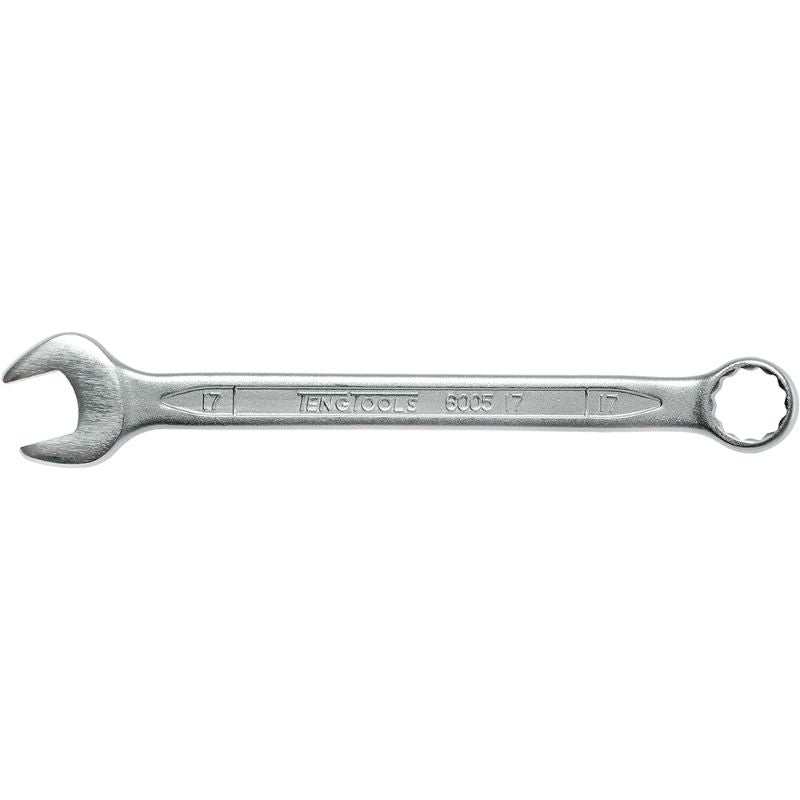 Teng 17mm combination spanner with dual ends, 12-point design, and hip grip for enhanced grip and durability.