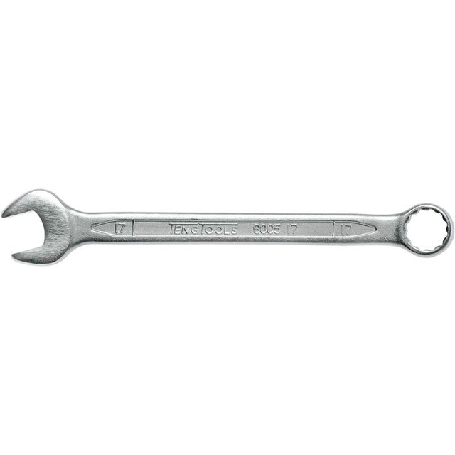 Teng 17mm combination spanner with dual ends, 12-point design, and hip grip for enhanced grip and durability.