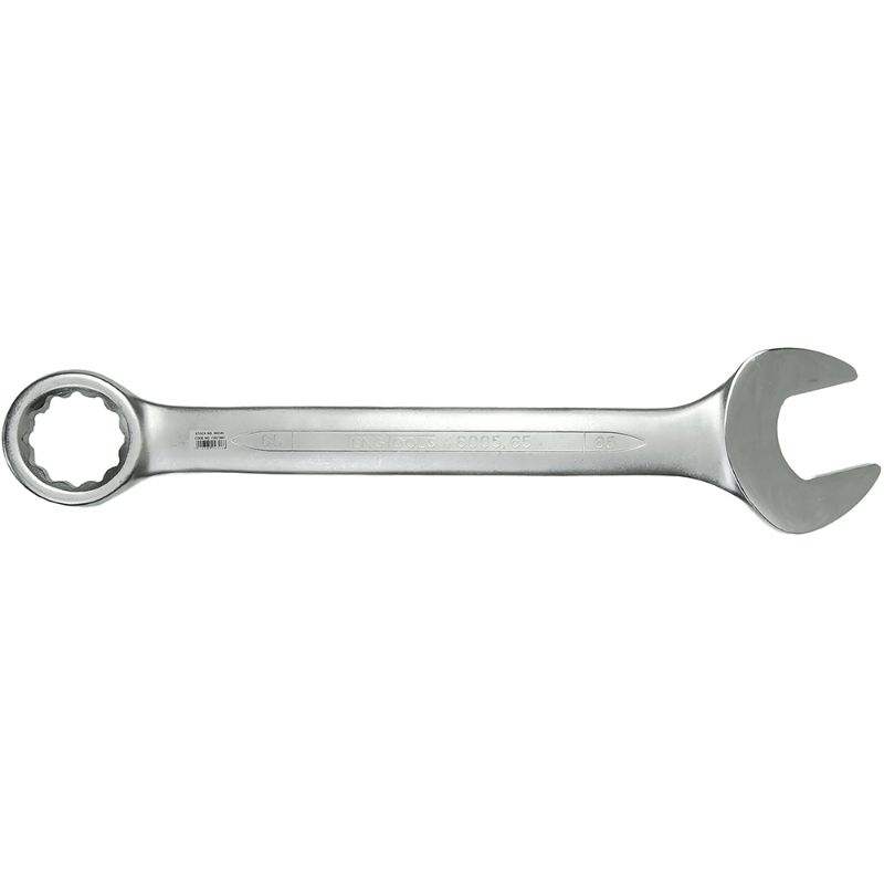 Teng Combination Spanner 65mm with 12-point ring end, hip grip design, and durable Chrome Vanadium Steel construction.