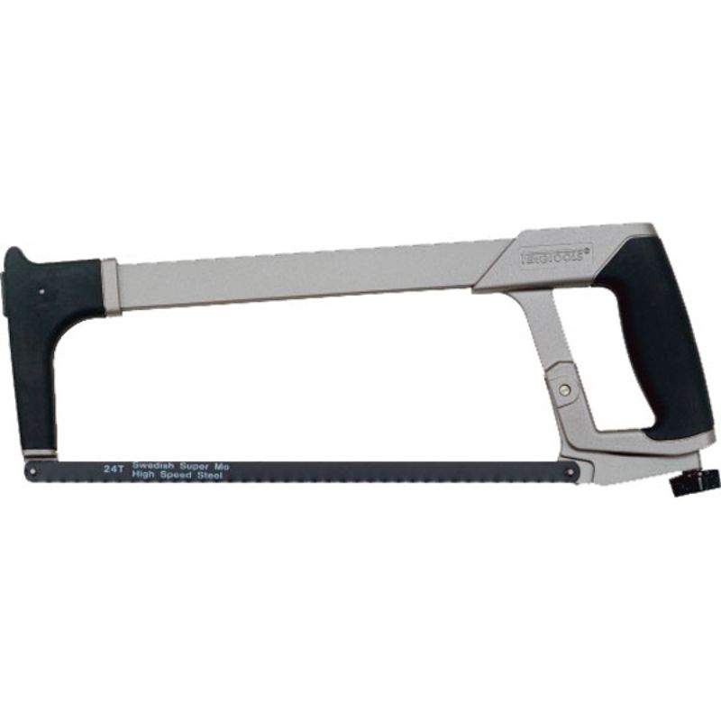 Teng 12in Aluminium Frame Hacksaw featuring ergonomic grip, adjustable angles, and Swedish M2 HSS blade for precise cutting.