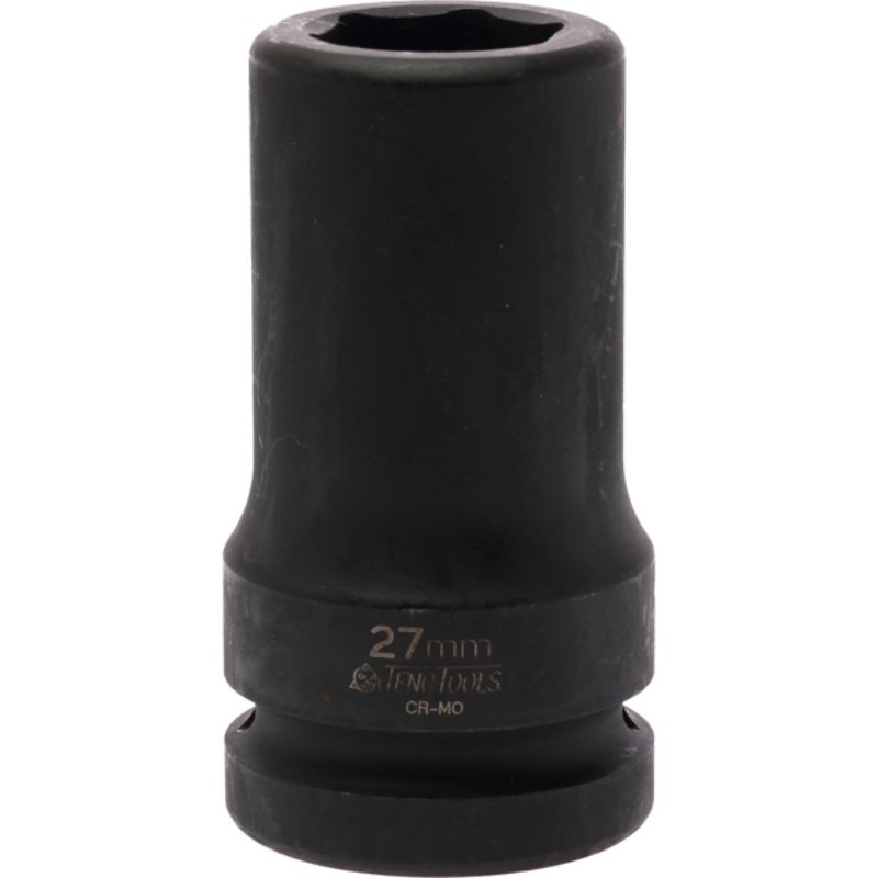 Teng 1in drive deep impact socket, 27mm, designed for heavy-duty use, ensuring durability and maximum torque for mechanics.