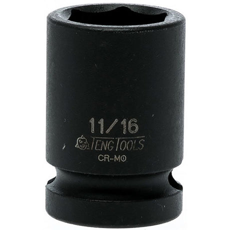 Teng 1/2in drive impact socket 11/16in, made of durable chrome molybdenum steel for automotive and industrial use.