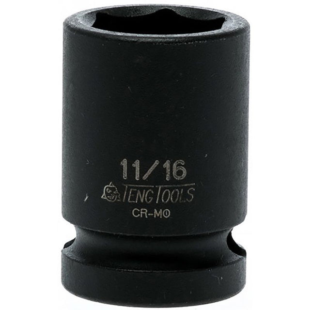 Teng 1/2in drive impact socket 11/16in, made of durable chrome molybdenum steel for automotive and industrial use.