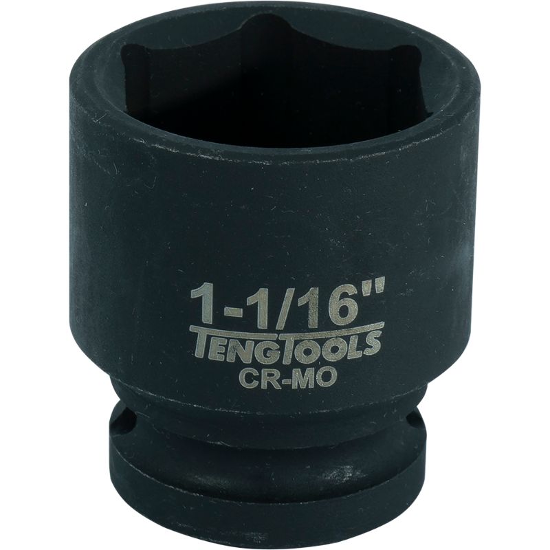 Teng 1/2in Dr. Impact Socket 1-1/16in, durable chrome molybdenum steel for heavy-duty automotive and industrial tasks.