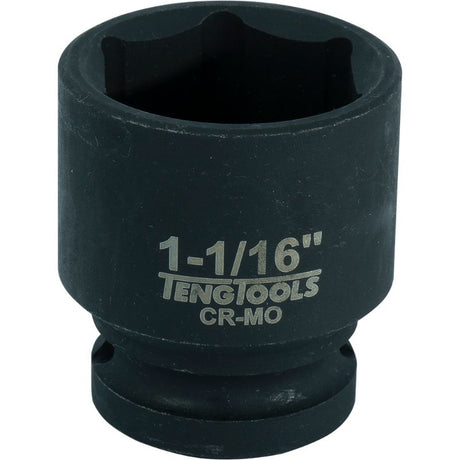 Teng 1/2in Dr. Impact Socket 1-1/16in, durable chrome molybdenum steel for heavy-duty automotive and industrial tasks.