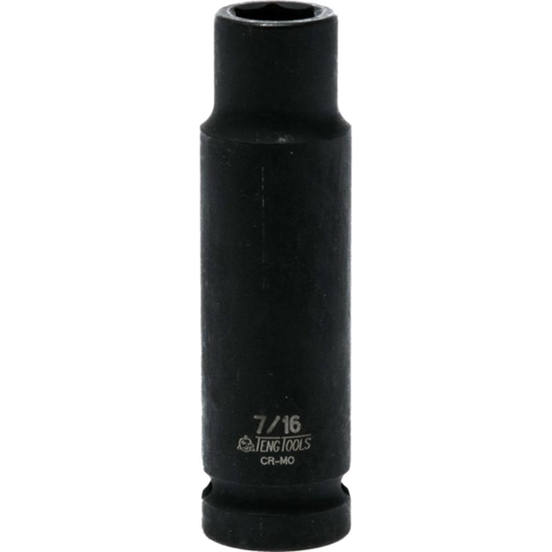Teng 1/2in Drive Deep Impact Socket 7/16in for automotive repairs, crafted from chrome vanadium steel for durability and efficiency.