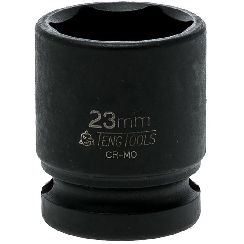 Teng 1/2in Drive Impact Socket 23mm DIN, designed for high torque, precision fit for 23mm fasteners, ideal for heavy-duty tasks.