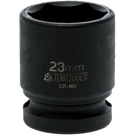 Teng 1/2in Drive Impact Socket 23mm DIN, designed for high torque, precision fit for 23mm fasteners, ideal for heavy-duty tasks.