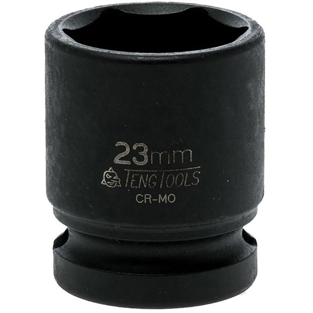 Teng 1/2in Drive Impact Socket 23mm DIN, designed for high torque, precision fit for 23mm fasteners, ideal for heavy-duty tasks.