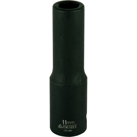 Teng 1/2in Dr. Deep Impact Socket 11mm ANSI, durable and precise for high torque automotive repairs, compatible with impact wrenches.