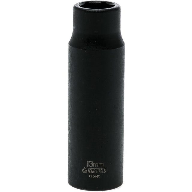 Teng 1/2in Dr. Deep Impact Socket 13mm for high torque automotive repair, made from durable chrome molybdenum steel.