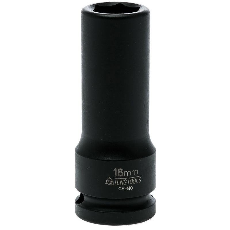 Teng 1/2in Drive Deep Impact Socket 16mm DIN: durable, high-quality tool for mechanics, offering strength and precision in high torque situations.