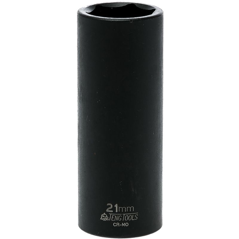 Teng 1/2in drive 21mm deep impact socket, crafted from chrome molybdenum, offers durability and efficiency for diverse repairs.