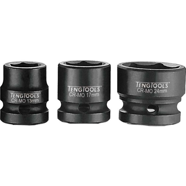 Teng 1/2in Dr. Stubby Impact Socket 12mm DIN designed for durability, perfect for tight spaces and high torque applications.