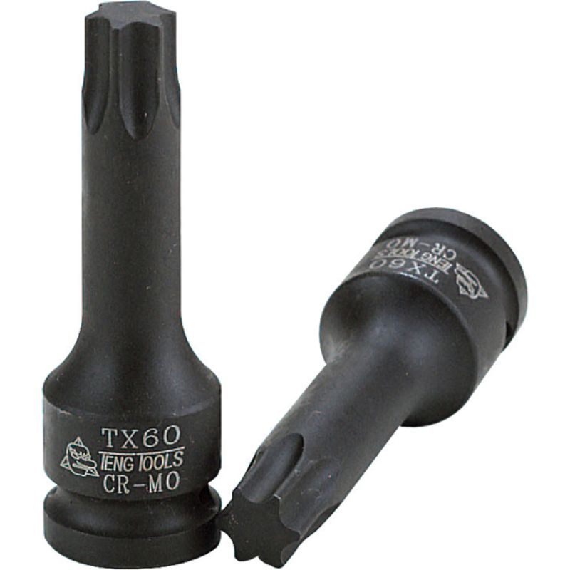Teng 1/2in Dr. TX20 Impact Bit Socket DIN, durable chrome vanadium steel with TX20 star design for precision fastening.