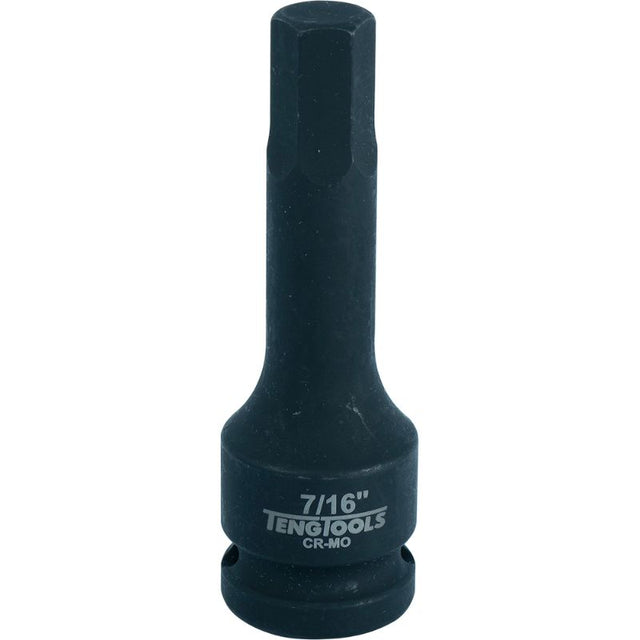 Teng 1/2in Dr. Hex Bit Impact Socket 7/16: durable impact-grade socket for fastening hex-head fasteners, ideal for tight spaces.