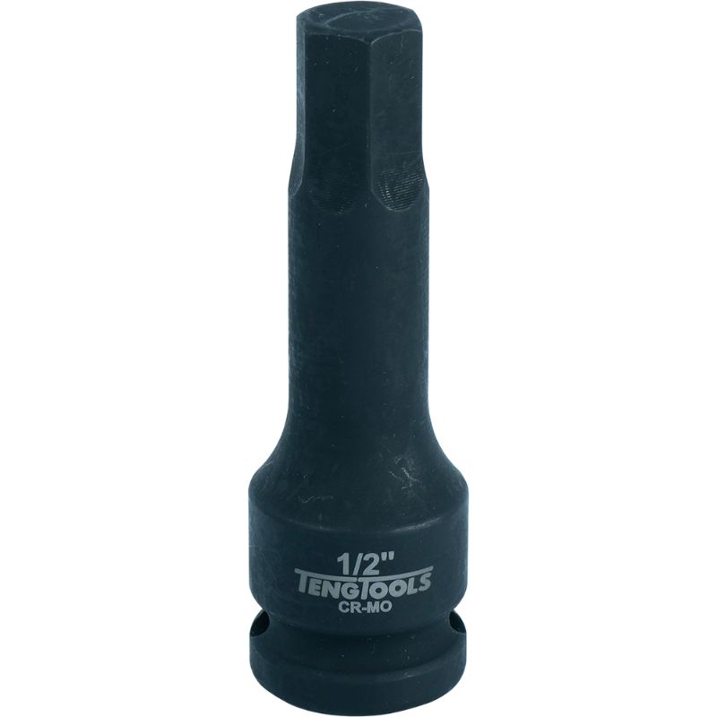 Durable Teng 1/2in Dr. Hex Bit Impact Socket, crafted from chrome molybdenum steel for high-torque applications.