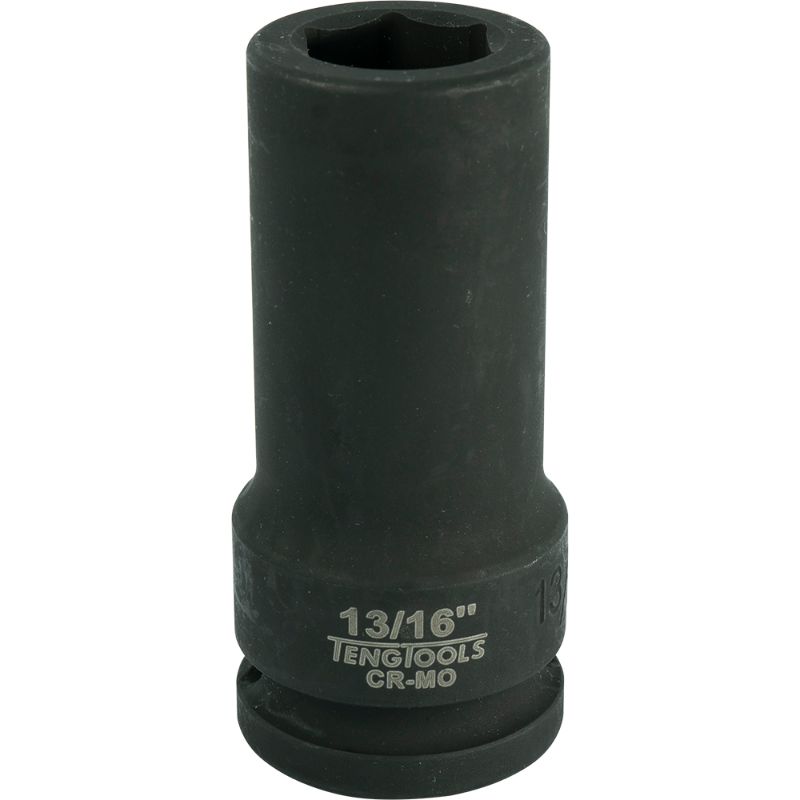 Teng 3/4in Dr. Deep Impact Socket 13/16in, durable chrome molybdenum steel, ideal for automotive tasks and tight space access.