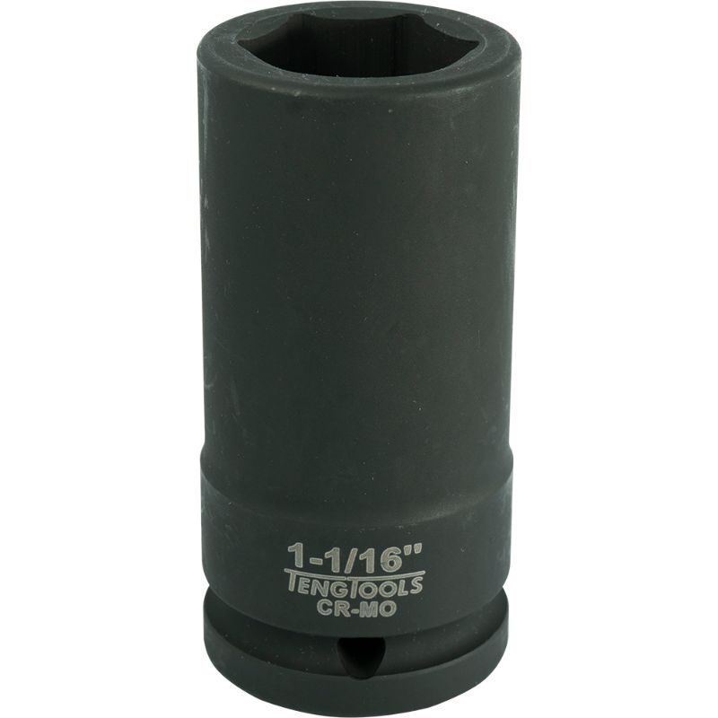 Teng 3/4in deep impact socket 1-1/16in, made of chrome molybdenum, designed for durability and accessibility in heavy-duty tasks.