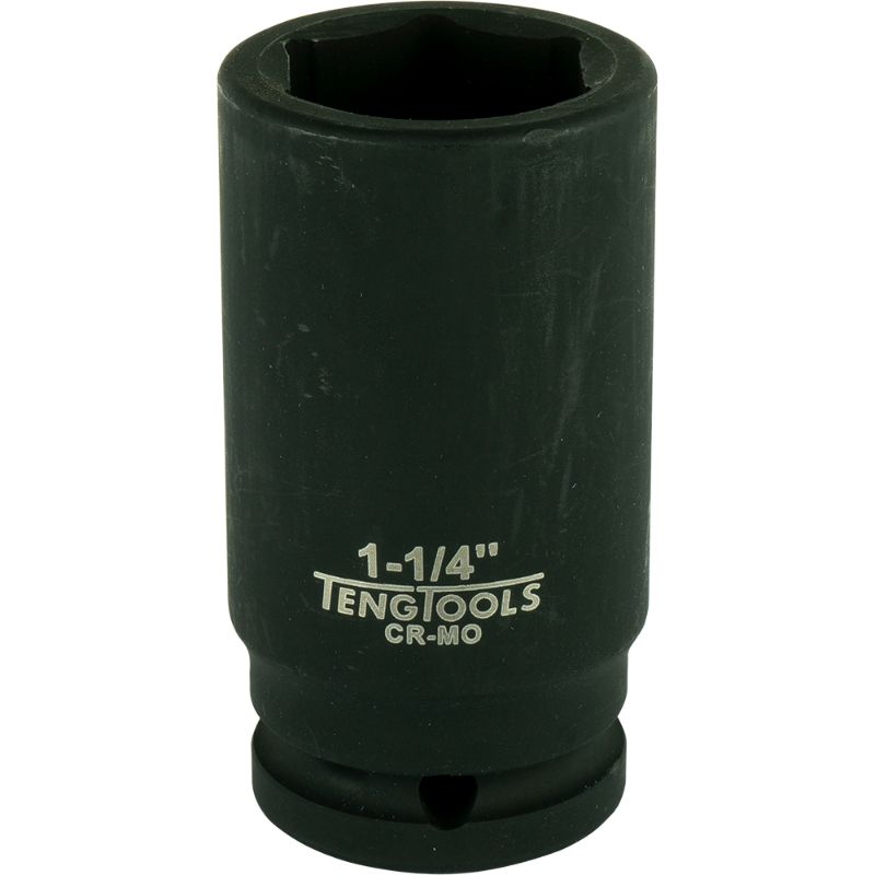 Teng 3/4in Dr. Deep Impact Socket 1-1/4in, durable chrome molybdenum steel for high-torque fasteners, ideal for mechanics.