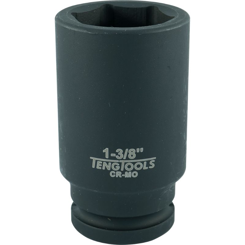 Teng 3/4in Drive Deep Impact Socket (1-3/8in) made of chrome molybdenum steel, designed for heavy-duty automotive tasks.
