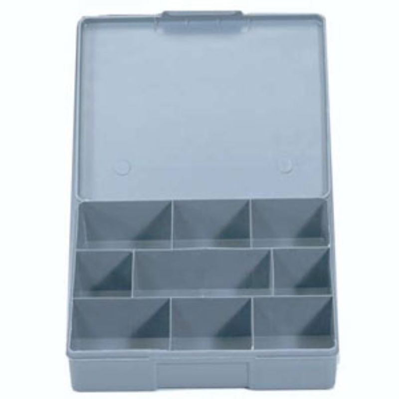 Grey Champion 9 Division Compartment Box with nine compartments for efficient organization of small items, durable and stylish.