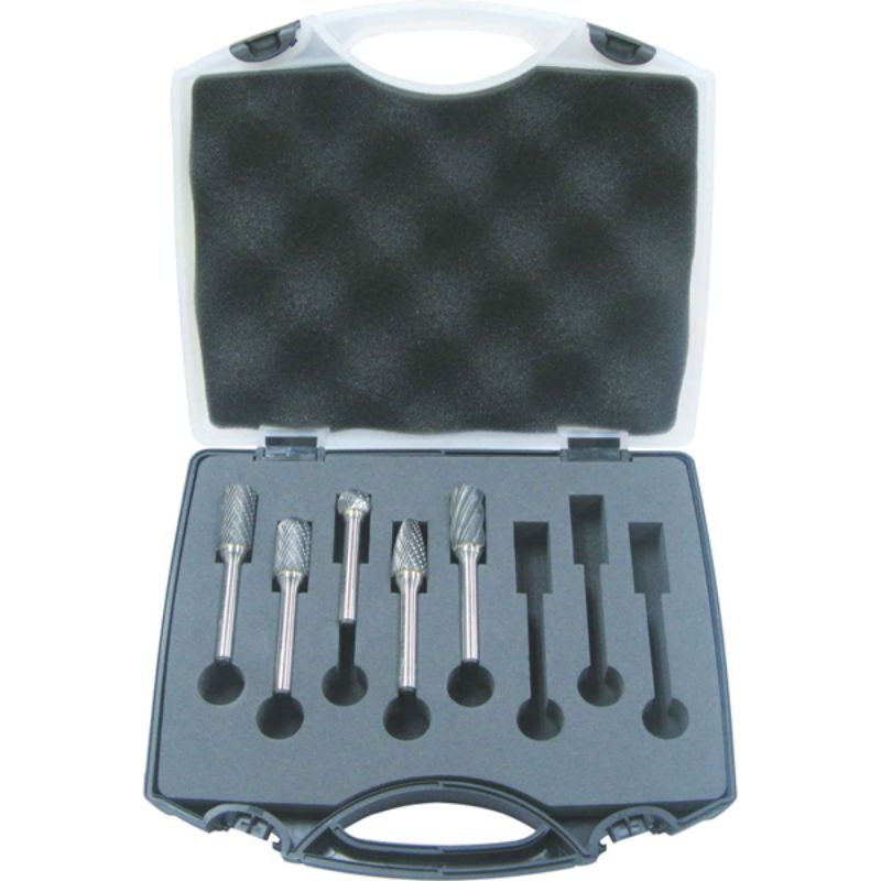 5-piece Holemaker Carbide Burr Set with 1/2 inch heads, ideal for precision metalwork, woodworking, and automotive tasks.