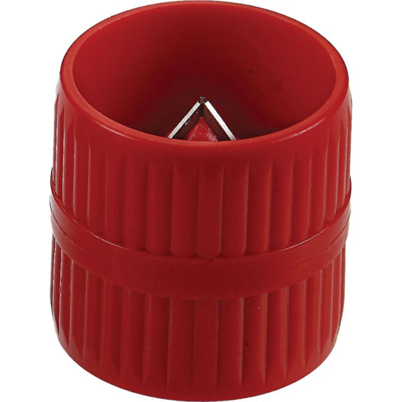 Teng 3-41mm Deburring Tool for smooth finishes on pipes; features sharp dual cutters and ergonomic plastic handle.