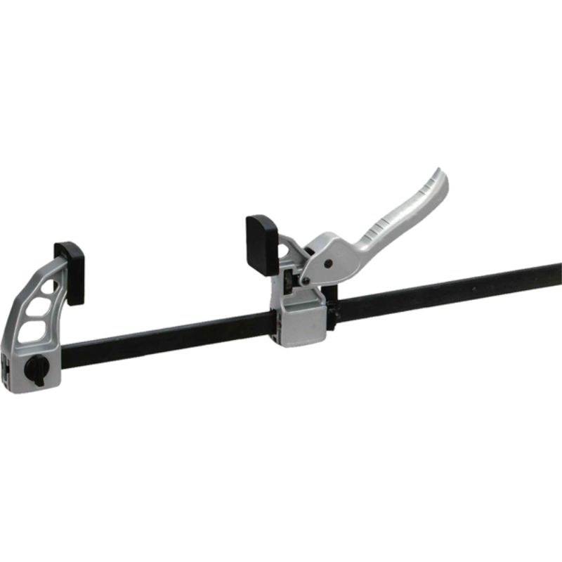 Trademaster Quick Lever Bar Clamp featuring durable cast alloy, 150mm x 85mm size, and 400kgf clamping capacity for quick setups.