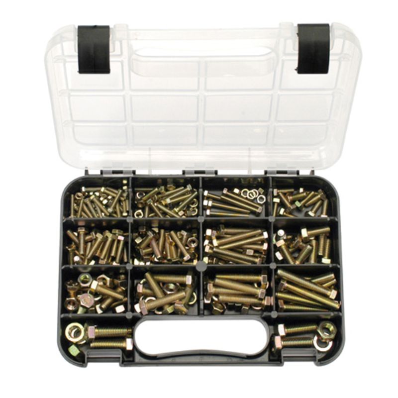 Champion GJ Grab Kit with 236 high-tensile metric bolts and nuts, 14 sizes (4mm-10mm), zinc passivated for durability.