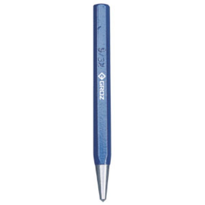 Groz HD Centre Punch - 5/32in (4mm) with durable hexagonal shank and precision ground tip for accurate marking on various materials.